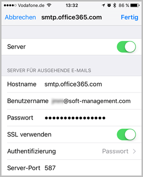 Office365: Die SMTP-Einstellungen