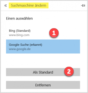 Microsoft Edge: Standard-Suchmaschine ändern